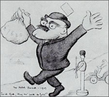 Max Beerbohm: Rudyard Kipling carrying off the Nobel Prize 1907.