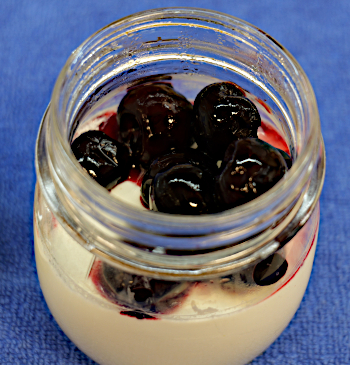 The space left at the top of the jar is the place to dump the fruit of your choice.