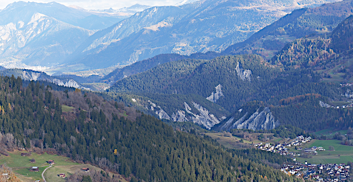 Rhine Gorge as seen from up the valley of the Anterior Rhine