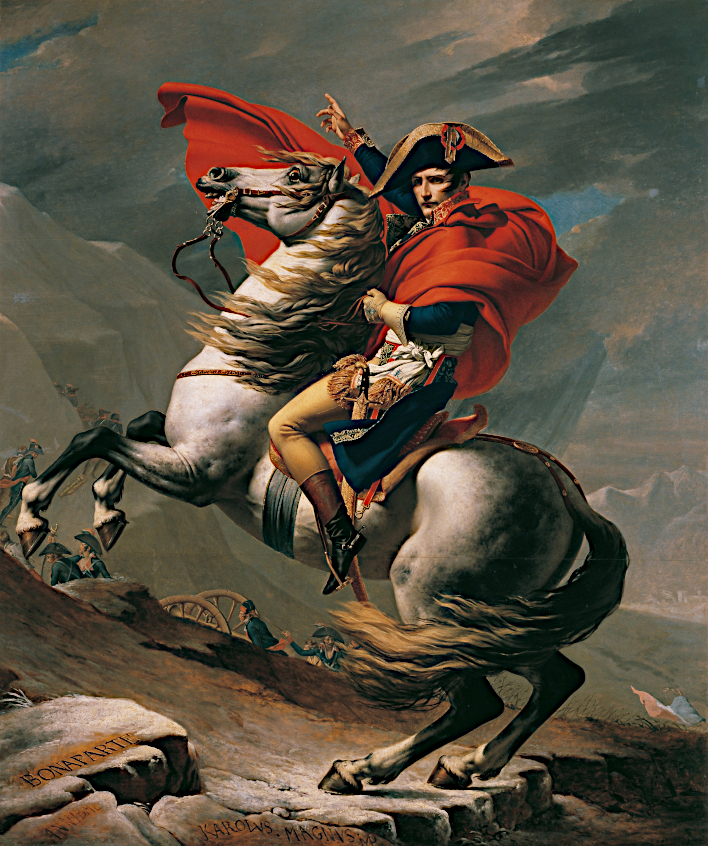 Jacques-Louis David, 'Napoleon and Marengo crossing the Alps over the Great St. Bernhard Pass', 1801-1803.