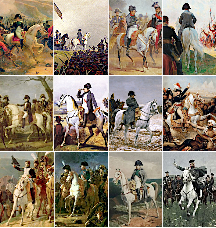Napoleon into battle on a white horse